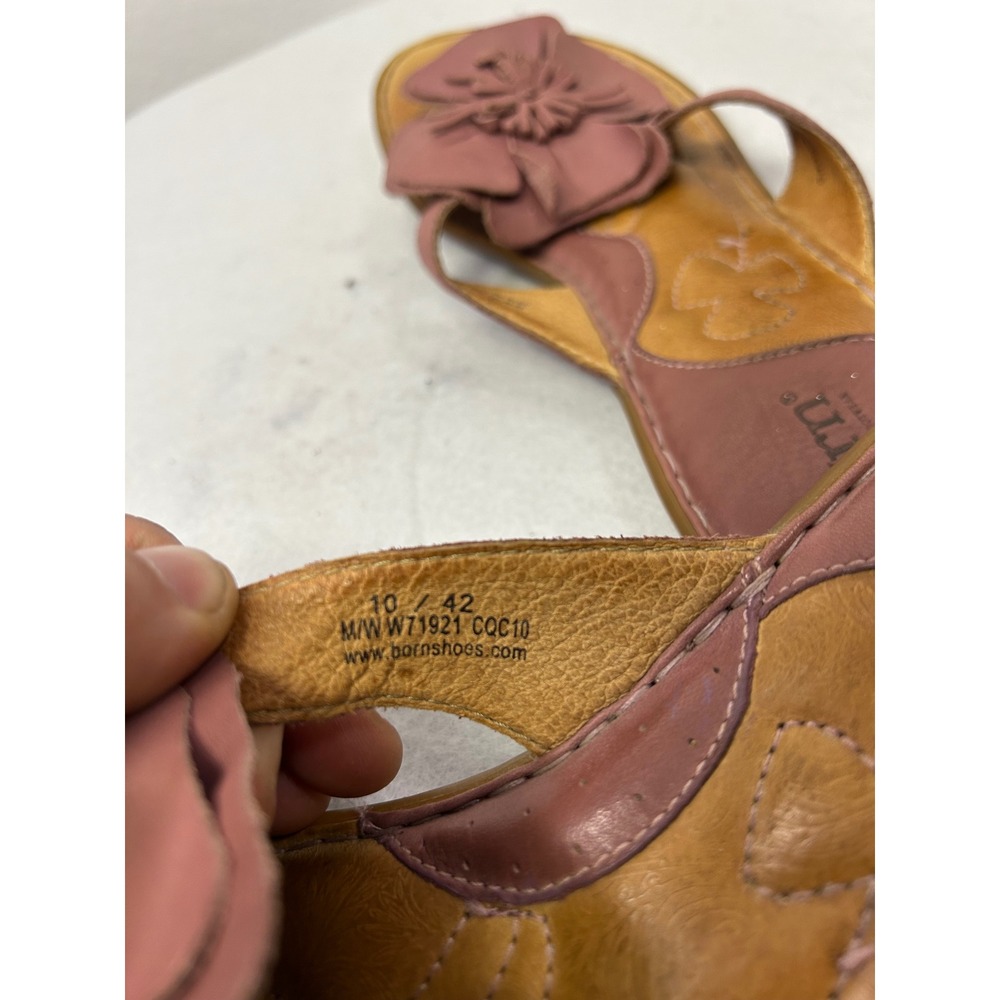 Boho Floral Born Womens 10 Dusty Rose Leather 3D Flower Thong Sandals W71921 - Picture 2 of 10